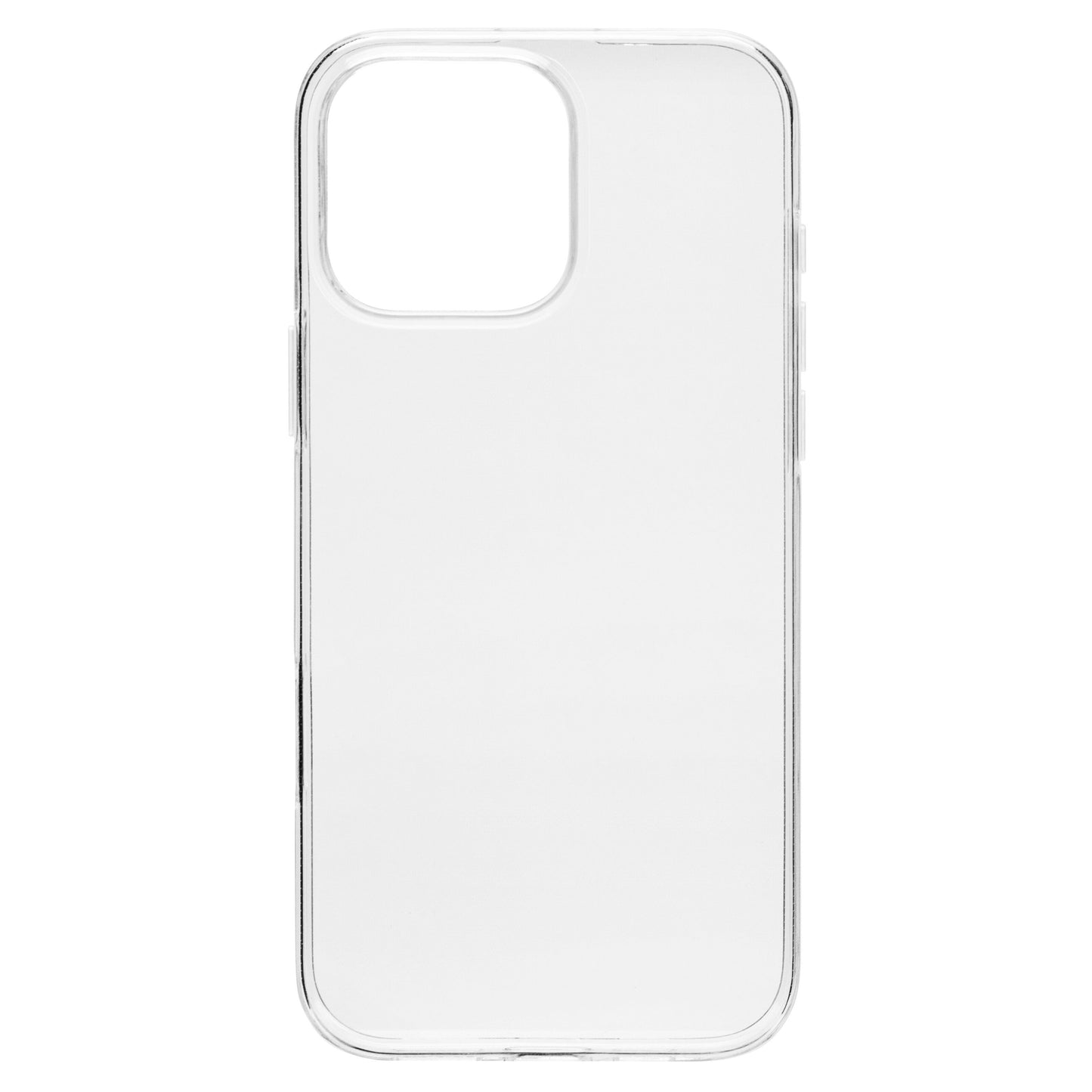Linocell Second skin cover til iPhone 16 Pro Max transparent, ekstra tyndt med afrundede kanter og kameraåbning øverst til venstre.