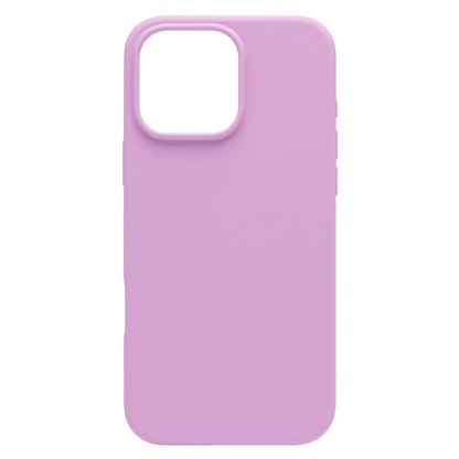 Linocell Rubber case til iPhone 16 Pro Max lyserød med runde kanter, kamerahul, sideknapper, MagSafe og antibakteriel overflade.