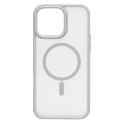 Linocell Hard Case til iPhone 16 Pro Max hvidt gennemsigtigt cover med stort MagSafe-symbol, kamerahul og stødsikret design.