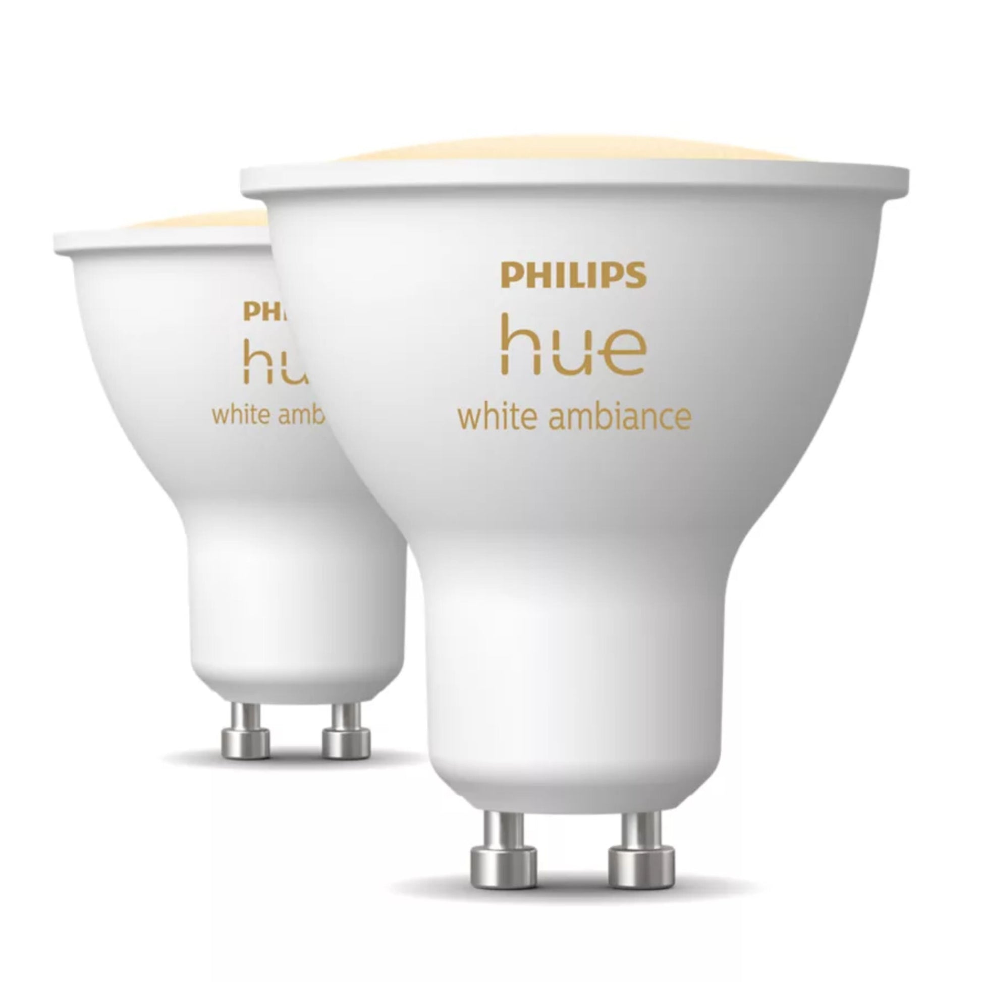 Philips Hue Hvid Ambiance Smart LED-pærer GU10 400 lm hvid 2-pak stående.