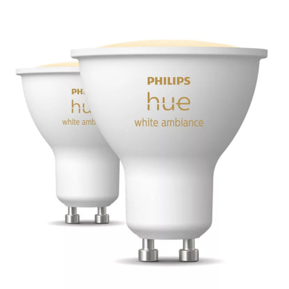 Philips Hue Hvid Ambiance Smart LED-pærer GU10 400 lm hvid 2-pak stående.