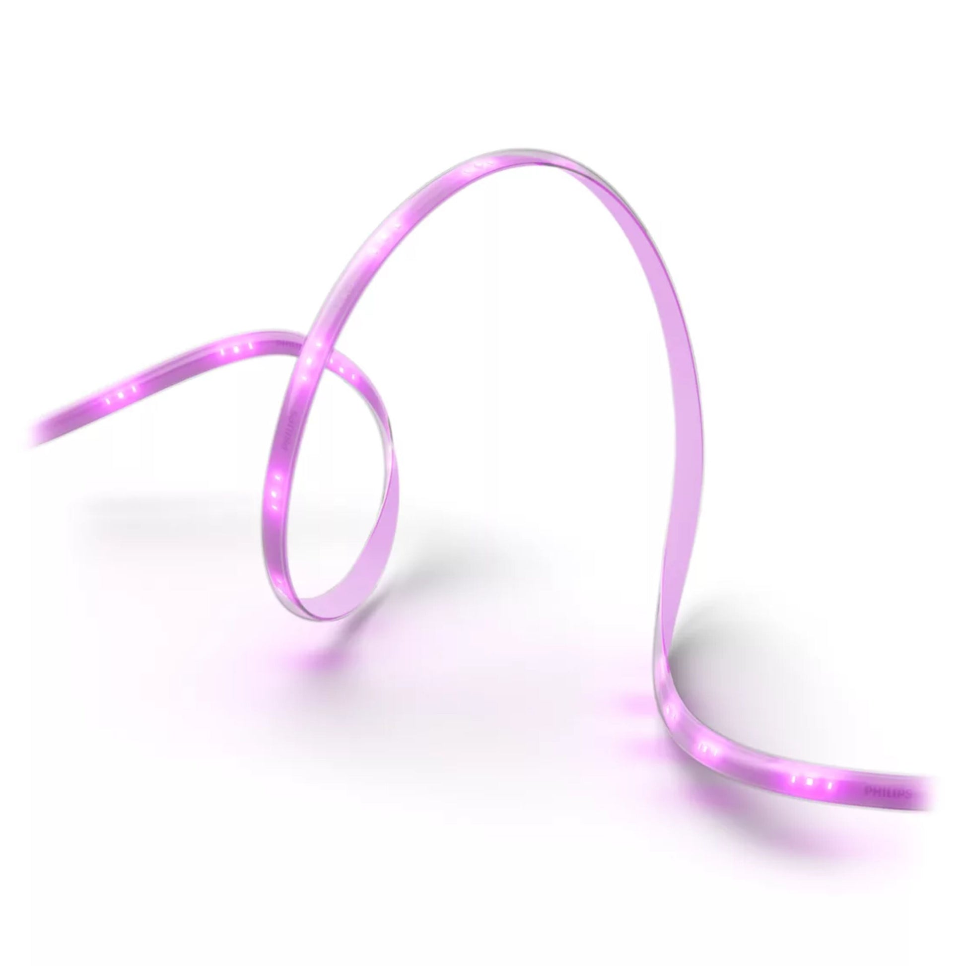 Philips Hue Solo Lightstrip 3 m, blødt pink lys, kan formes i bølgende kurver, fleksibel LED-strip.