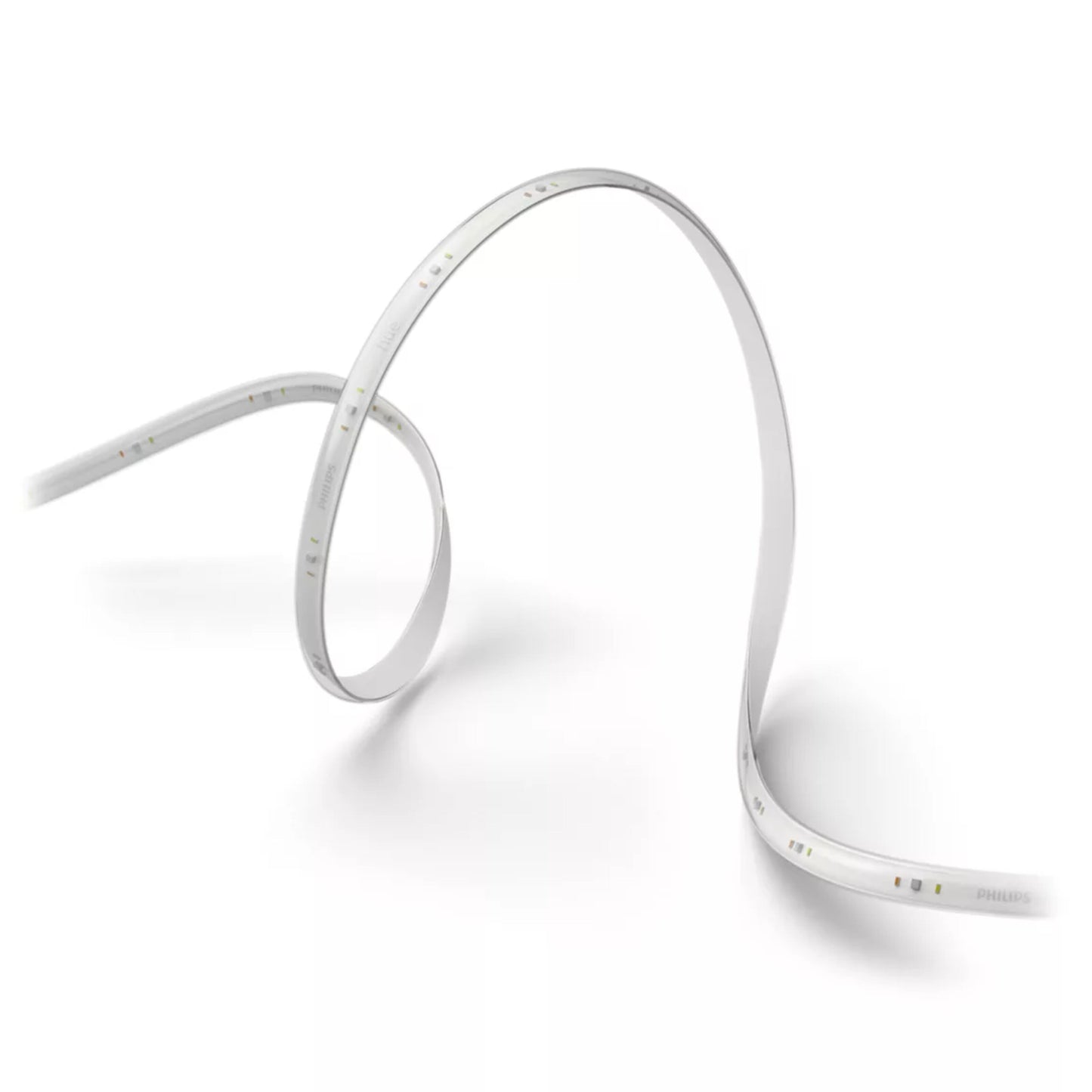 Philips Hue Solo Lightstrip 3m fleksibelt hvidt LED lysbånd med jævnt fordelte dioder buet layout.