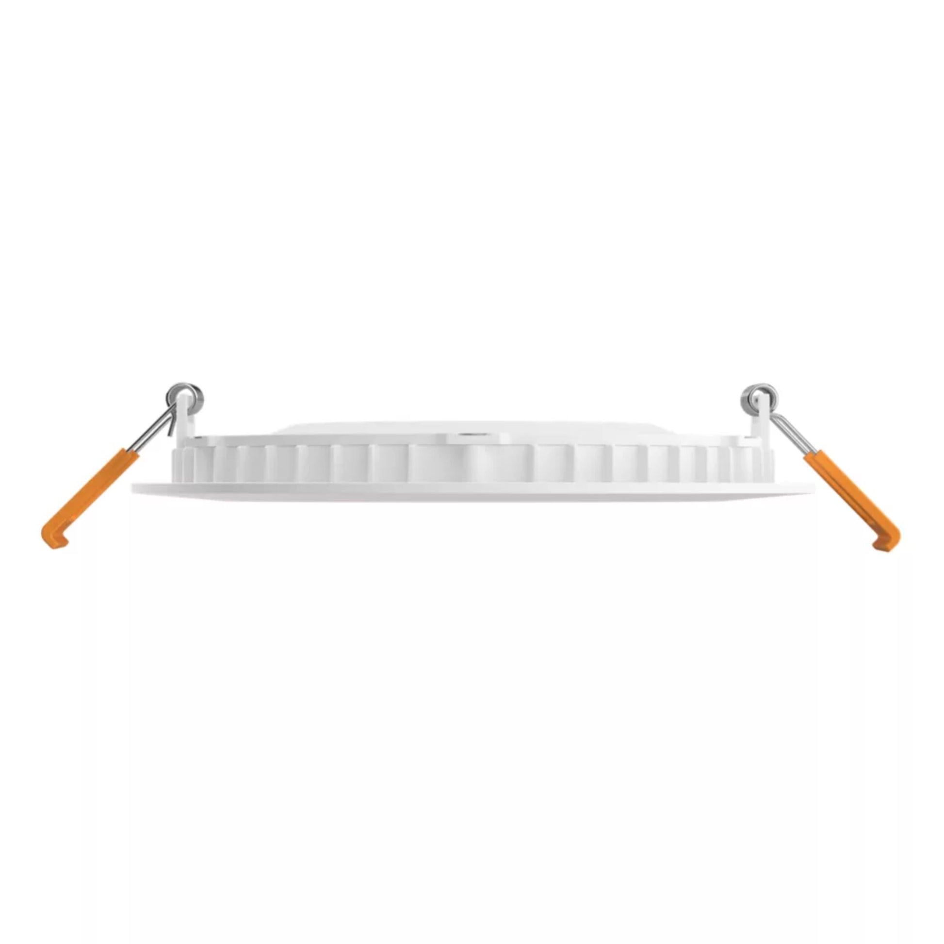 Philips Hue Slank indbygget loftbelysning Ø170 mm hvid, rund med riflet kant, til metalclips med orange spidser, indbygget LED.