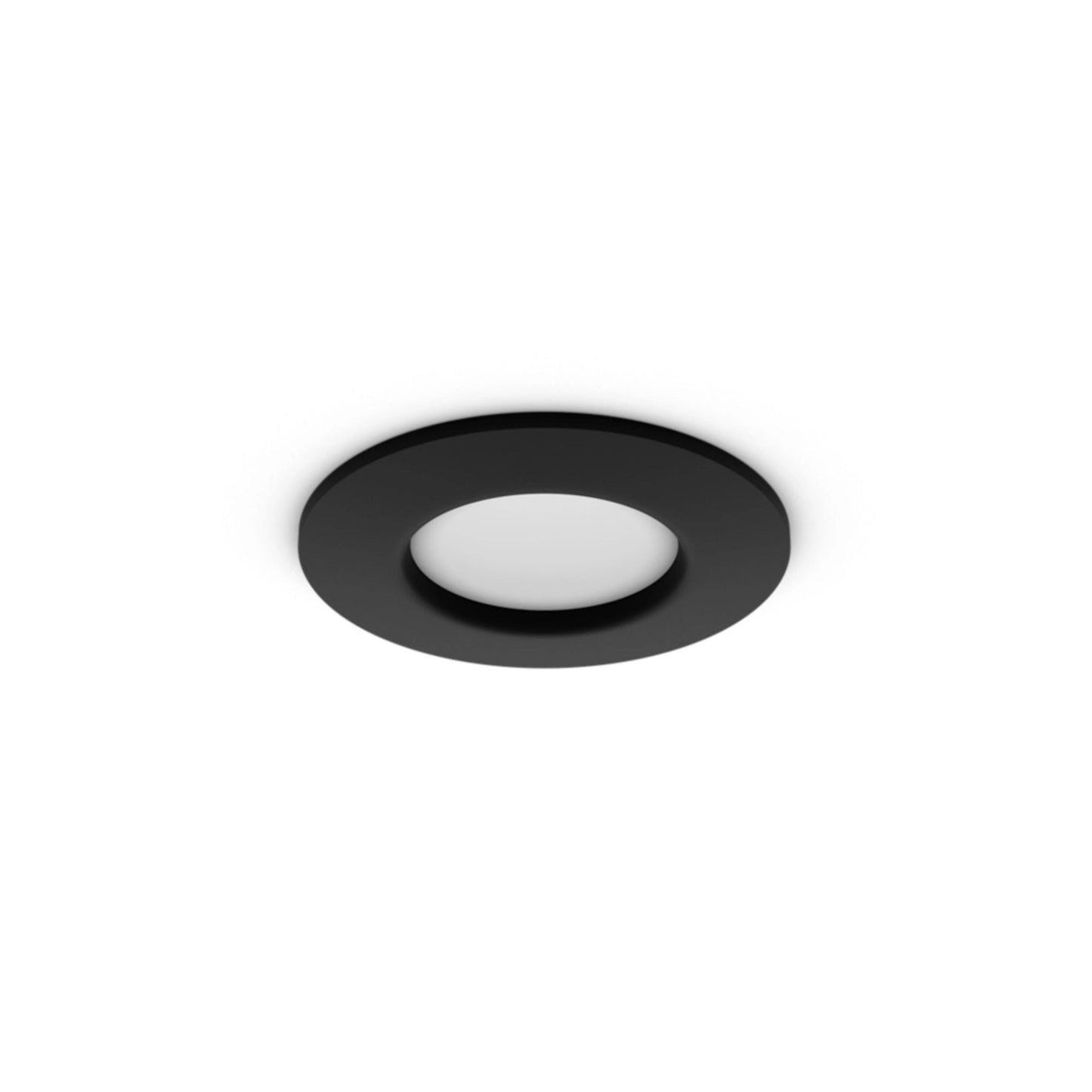 Philips Hue Slank rund indbygget loftlampe Ø90 mm sort med hvid midte, dæmpbar LED og smart home-funktioner.