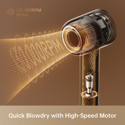 Dreame Hair Miracle hårtørrer, 130.000RPM motor, Quick Blowdry, tekst: effektiv hårpleje og hårstyling.