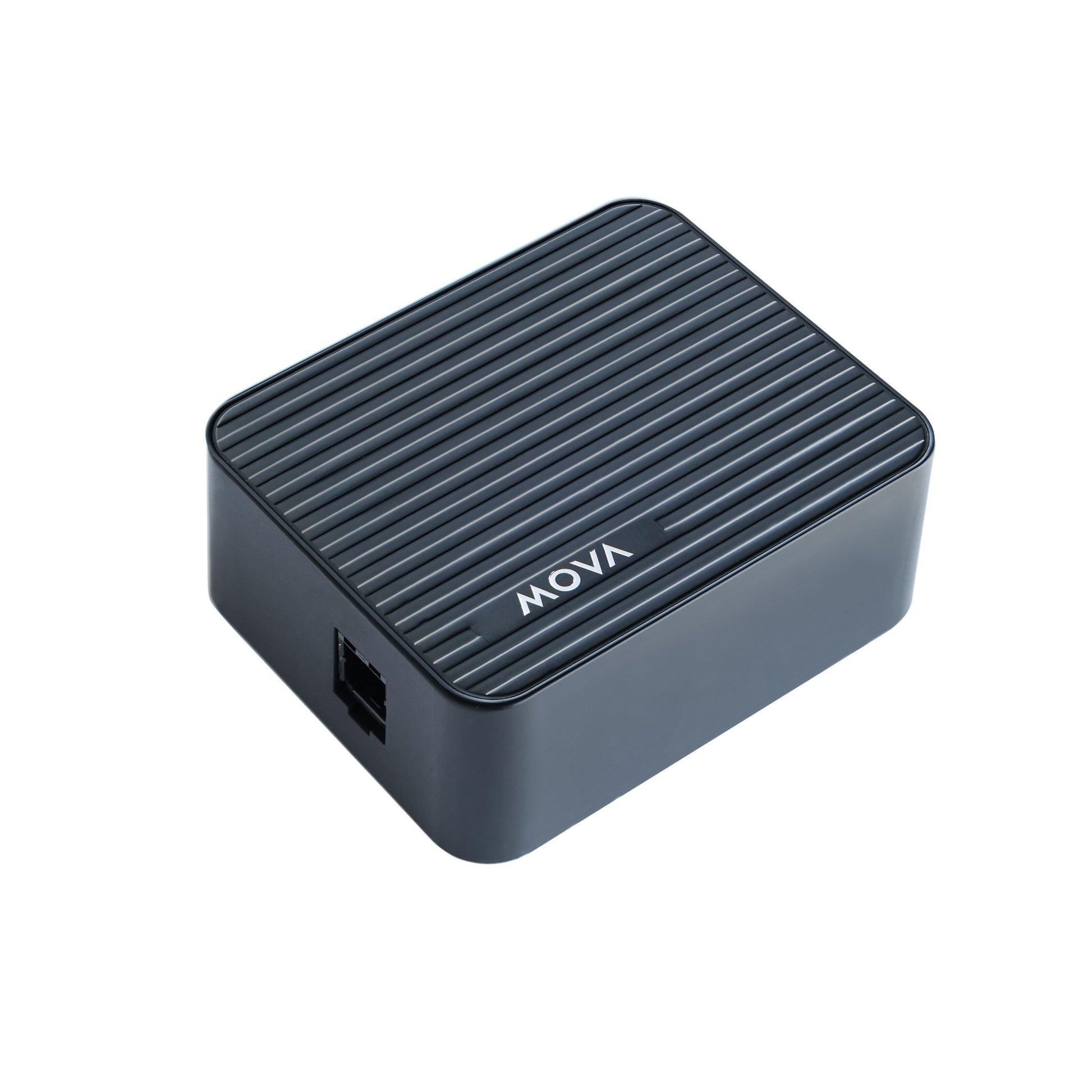 MOVA Link Modul 4G og GPS til robotplæneklippere, sort kompakt enhed med rilletop og Ethernet-port.