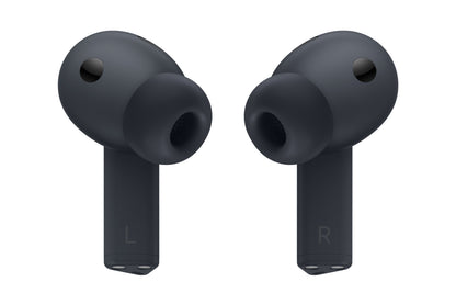 Samsung Galaxy Buds3 FE trådløse hovedtelefoner sort med silikonepropper, aktiv støjreduktion, L og R mærkning.