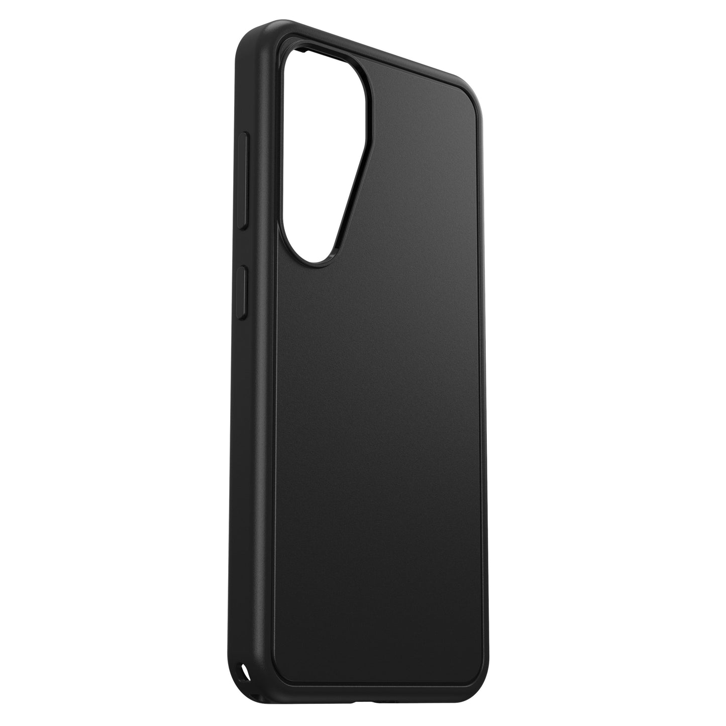Otterbox Symmetry cover til Galaxy S25, sort mat, stød- og faldsikring, præcise udskæringer til kamera, knapper og porte.
