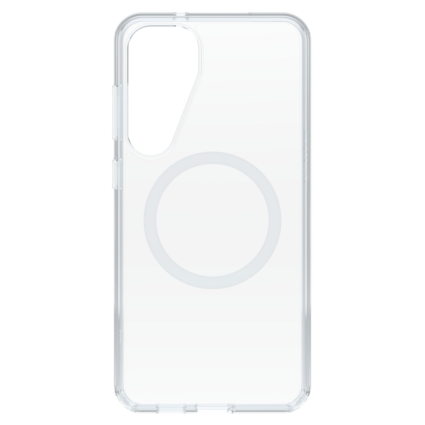 Otterbox Symmetry Cover Galaxy S25 Plus klar transparent cover, forstærkede kanter, MagSafe-kompatibel cirkel, kamerahul.