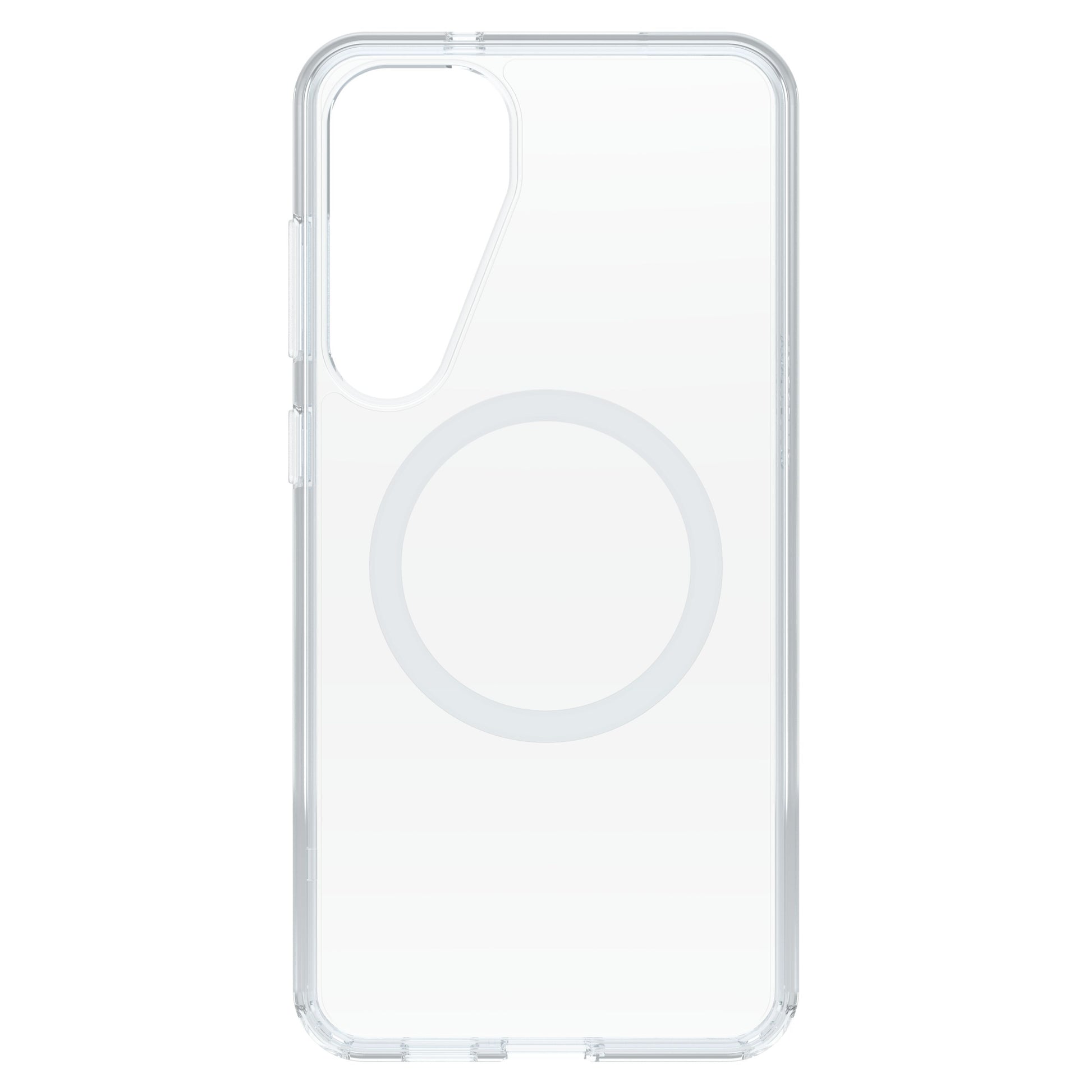 Otterbox Symmetry Cover Galaxy S25 Plus klar transparent cover, forstærkede kanter, MagSafe-kompatibel cirkel, kamerahul.