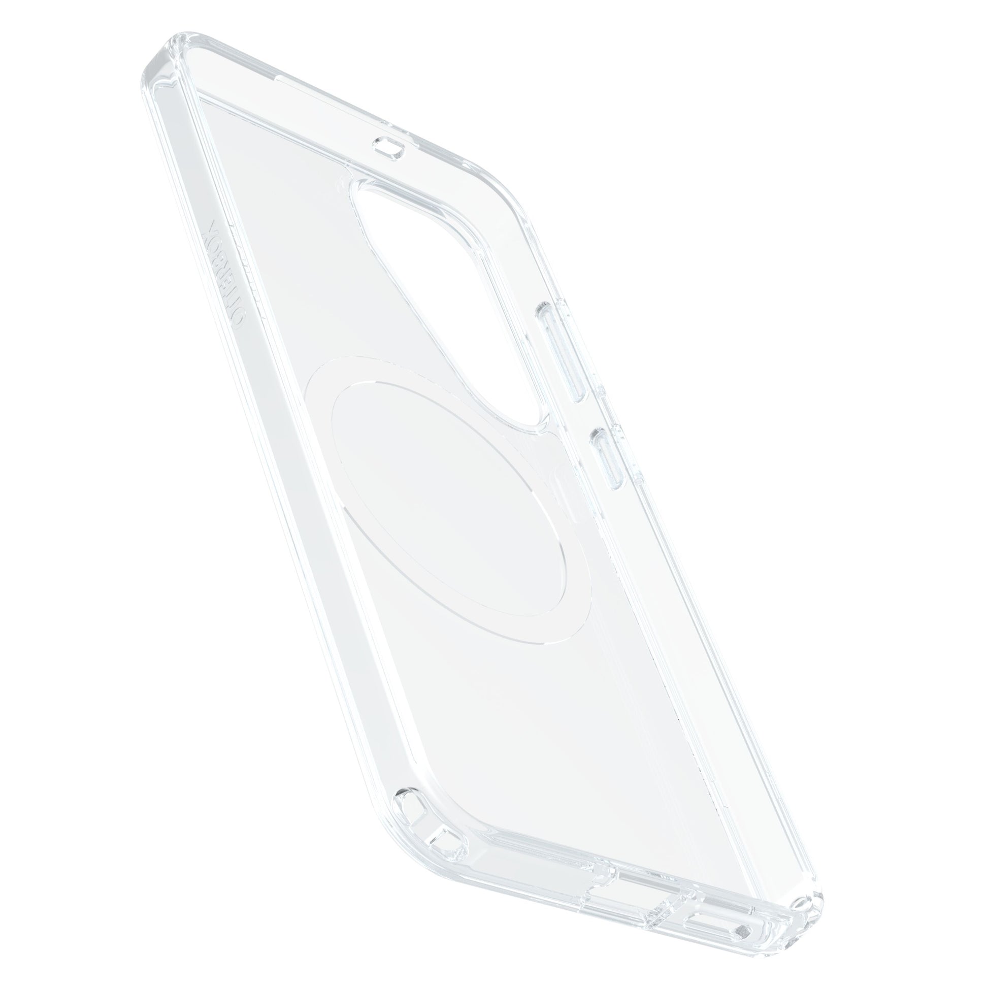 Otterbox Symmetry Galaxy S25 Plus klar cover, militærbeskyttelse, forstærkede hjørner, udskæringer til kamera og porte.
