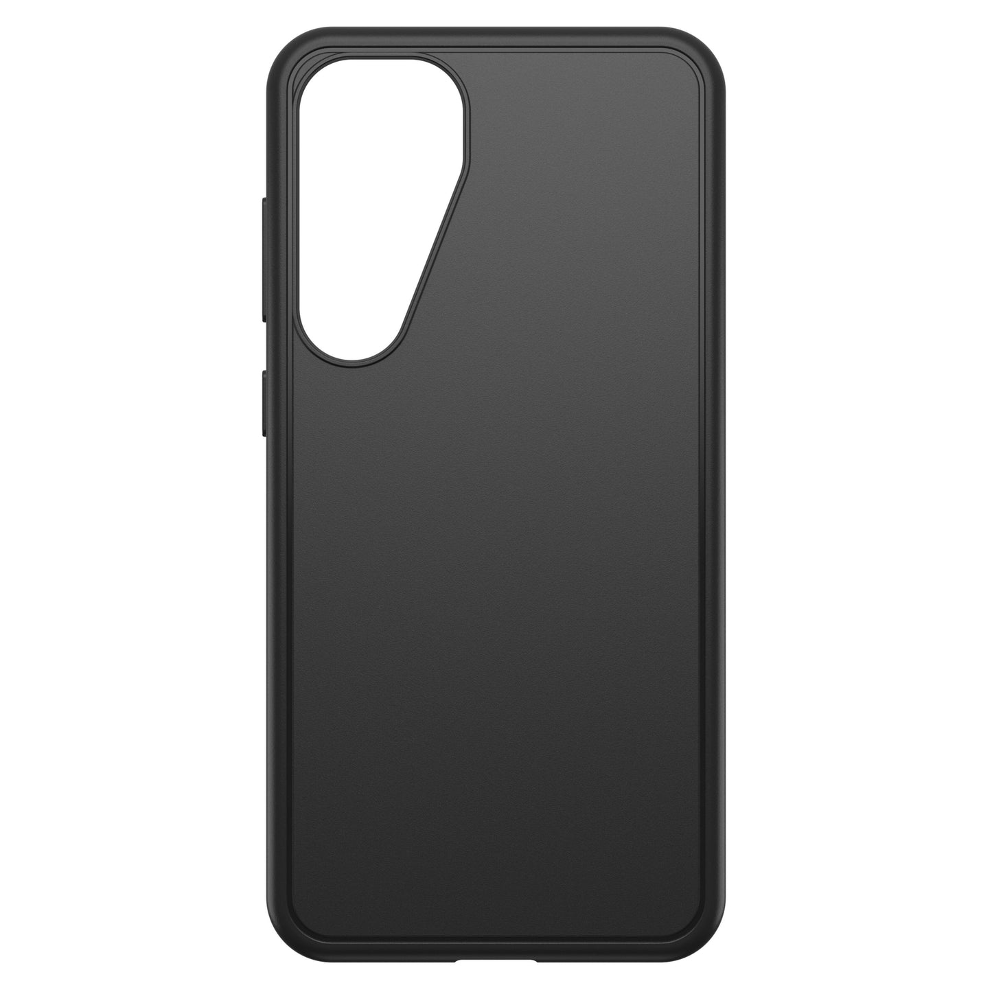 Otterbox Symmetry cover til Galaxy S25 Plus sort, stødabsorberende med afrundede kanter og stor kameracutout.
