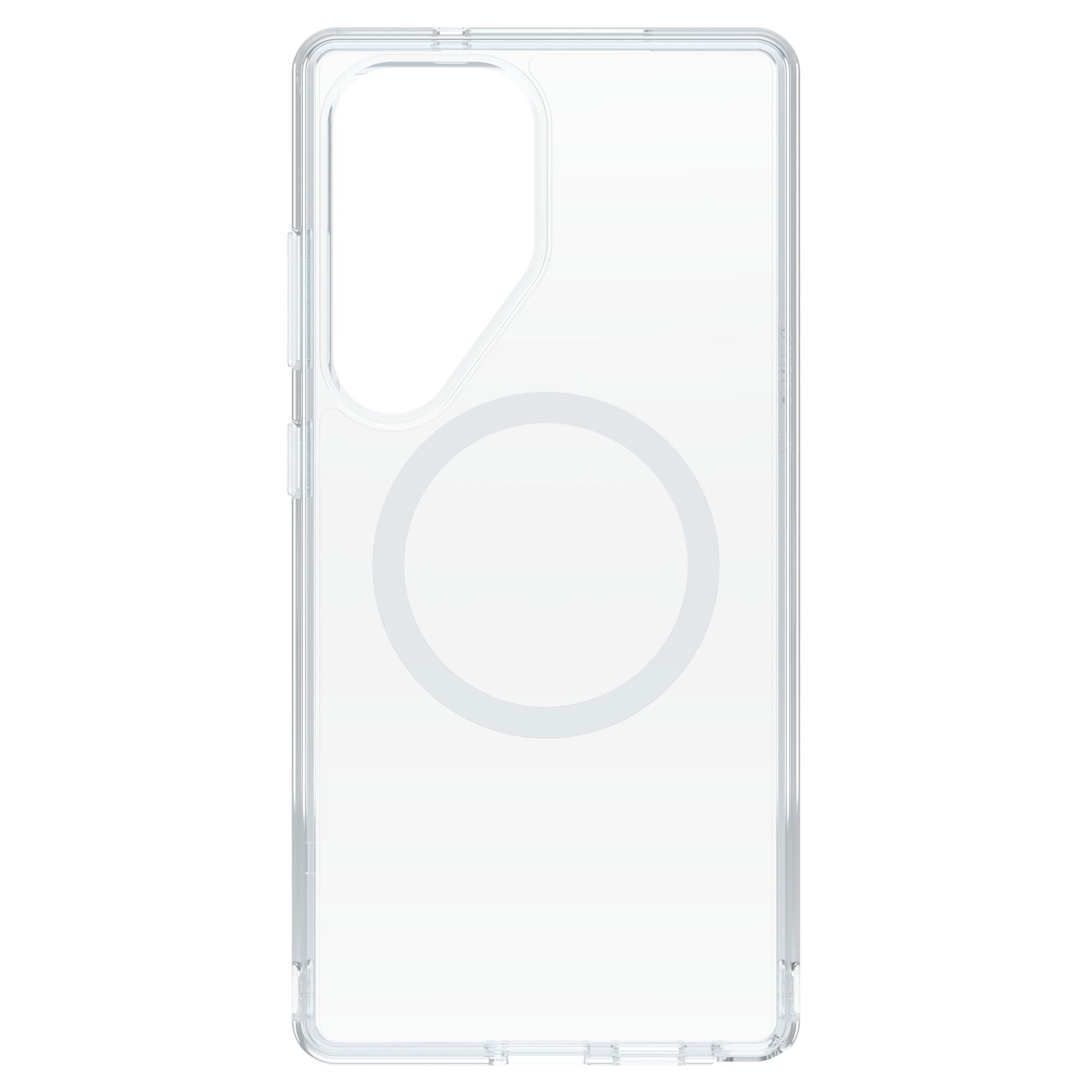 Otterbox Symmetry cover til Galaxy S25 Ultra klar med rektangulært kamerahul, MagSafe-ring og præcise udskæringer.