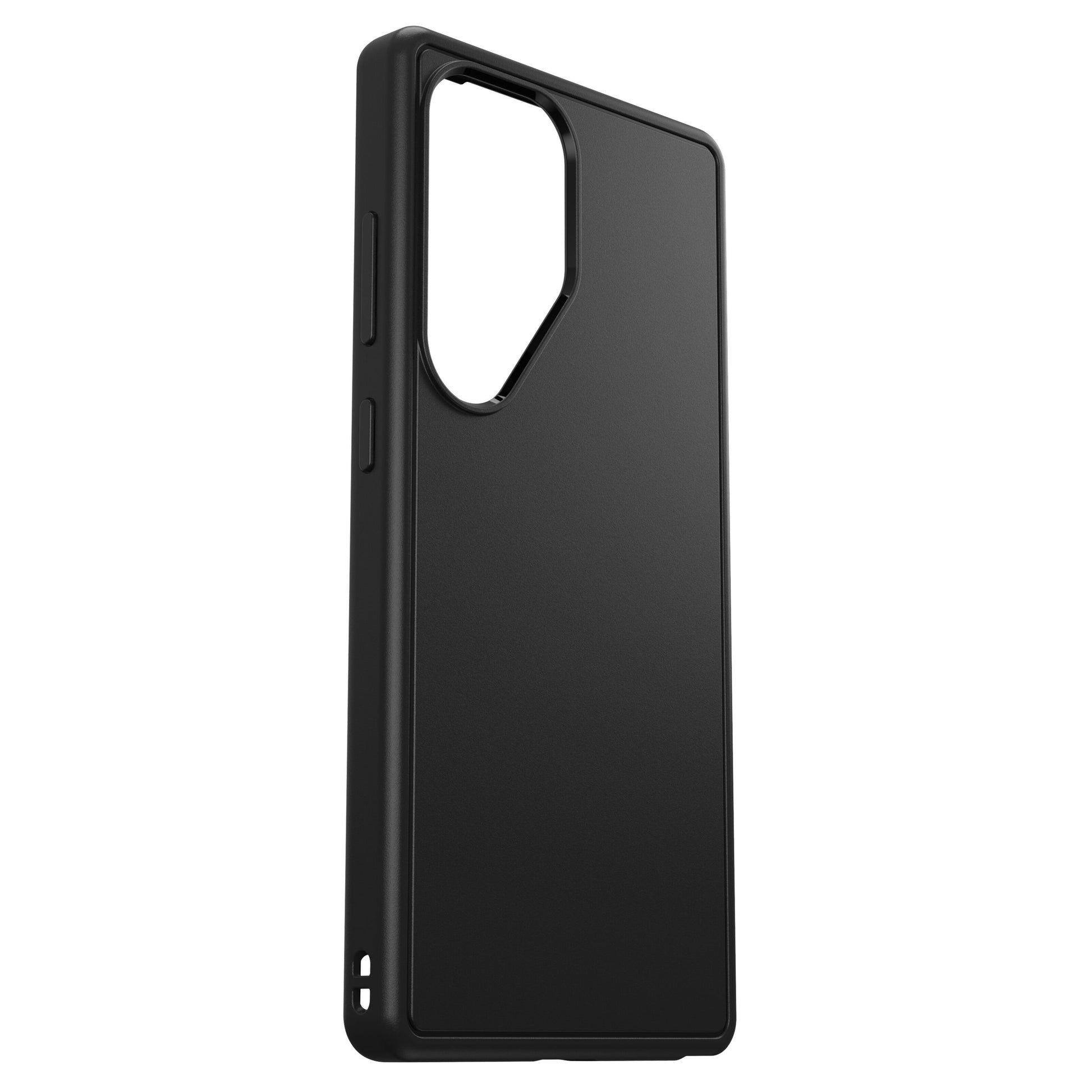 Otterbox Symmetry cover til Samsung Galaxy S25 Ultra sort med stor kameraudskæring og diskrete knapdækninger.