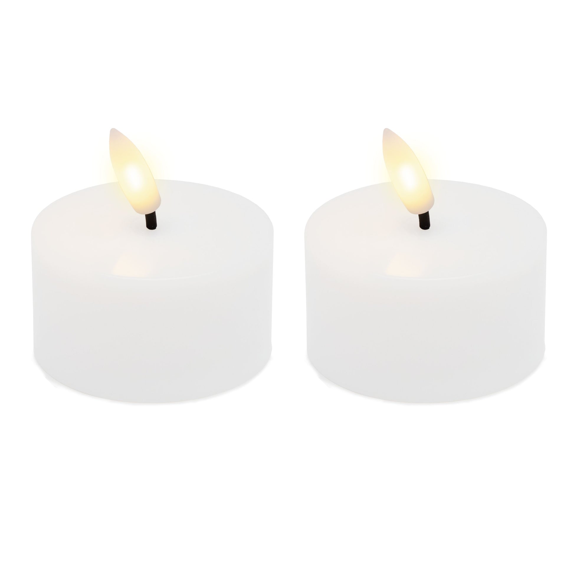 LED Varmelys Stor 2-pak hvide batteridrevne fyrfadslys med gul flamme fjernbetjening og timerfunktion.