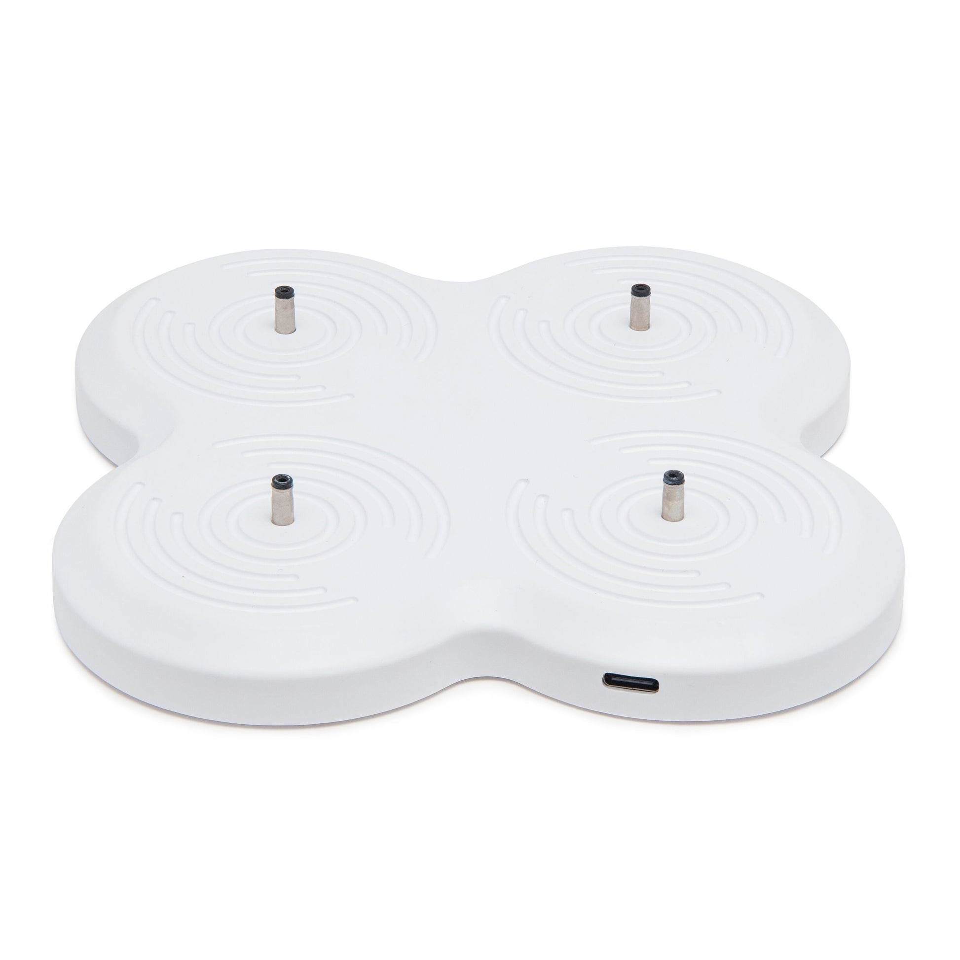 LED Varmelys genopladelige 4-pak hvid rund lader med fire pladser og USB-C port til flamme lys.