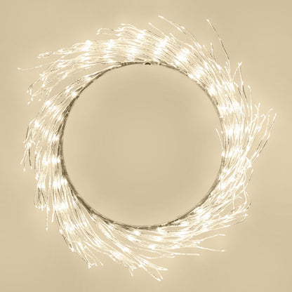 Lyskæde Ring 936 LED Ø50 cm sølv med 936 LED i spiral-mønster, synlig på beige baggrund.