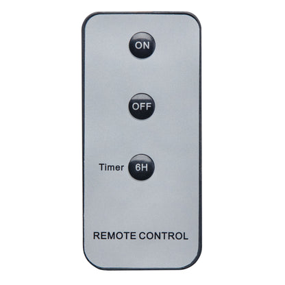 LED bloklys udendørs 2-pak med grå, rektangulær fjernbetjening, ON/OFF/Timer 6H knapper, "REMOTE CONTROL"-tekst.