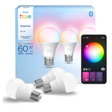 Philips Hue Essentiel Smart LED-pære E27 806 lm 3-pak styres via app justerbar lysfarve og lysstyrke.