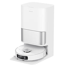 Dreame L40 Ultra AE robotstøvsuger hvid i dockingstation, 19000 Pa sugestyrke, Dreame logo synligt på toppen.