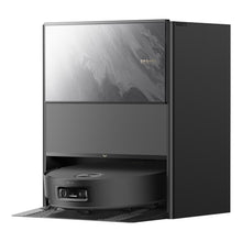 Dreame Aqua10 Ultra Track S robotstøvsuger sort i marblelook ladestation klar til gulvvask.