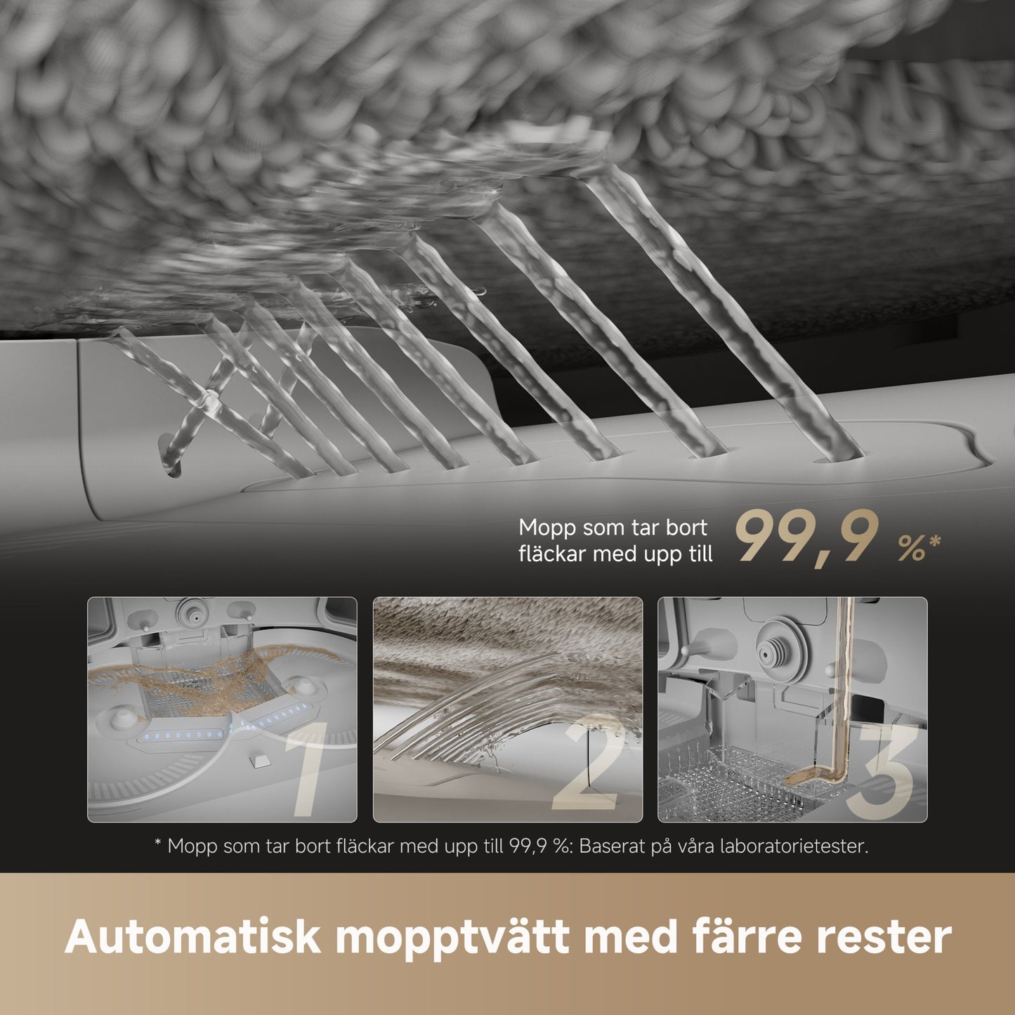 Dreame X50 Ultra robotstøvsuger hvid, viser moppefunktion, 99,9 snavs fjernet, 20.000 Pa sugestyrke, færre rester.