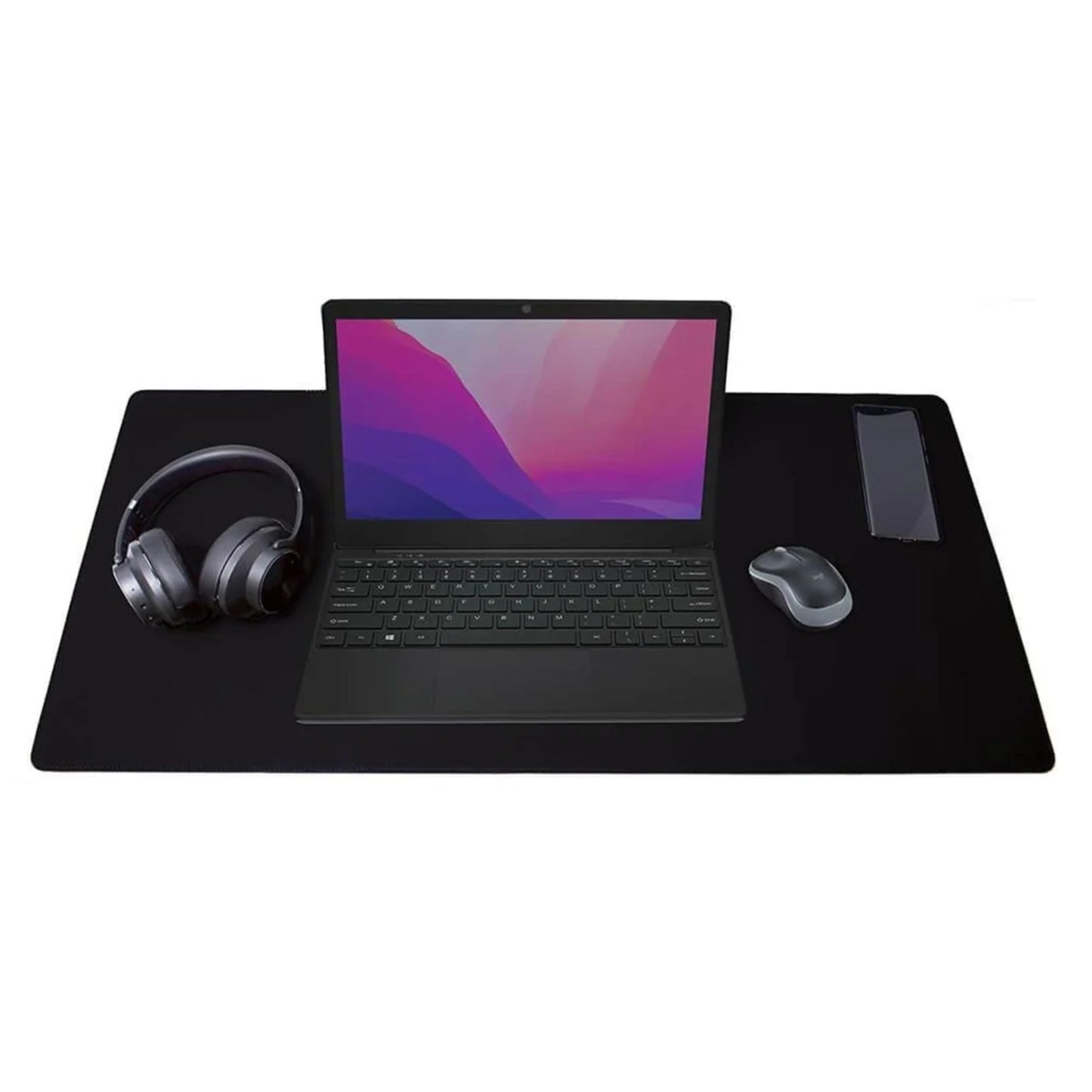 Desire2 skrivebordsmåtte vegansk læder grå 90x45 cm til laptop, mus, hovedtelefoner og smartphone.