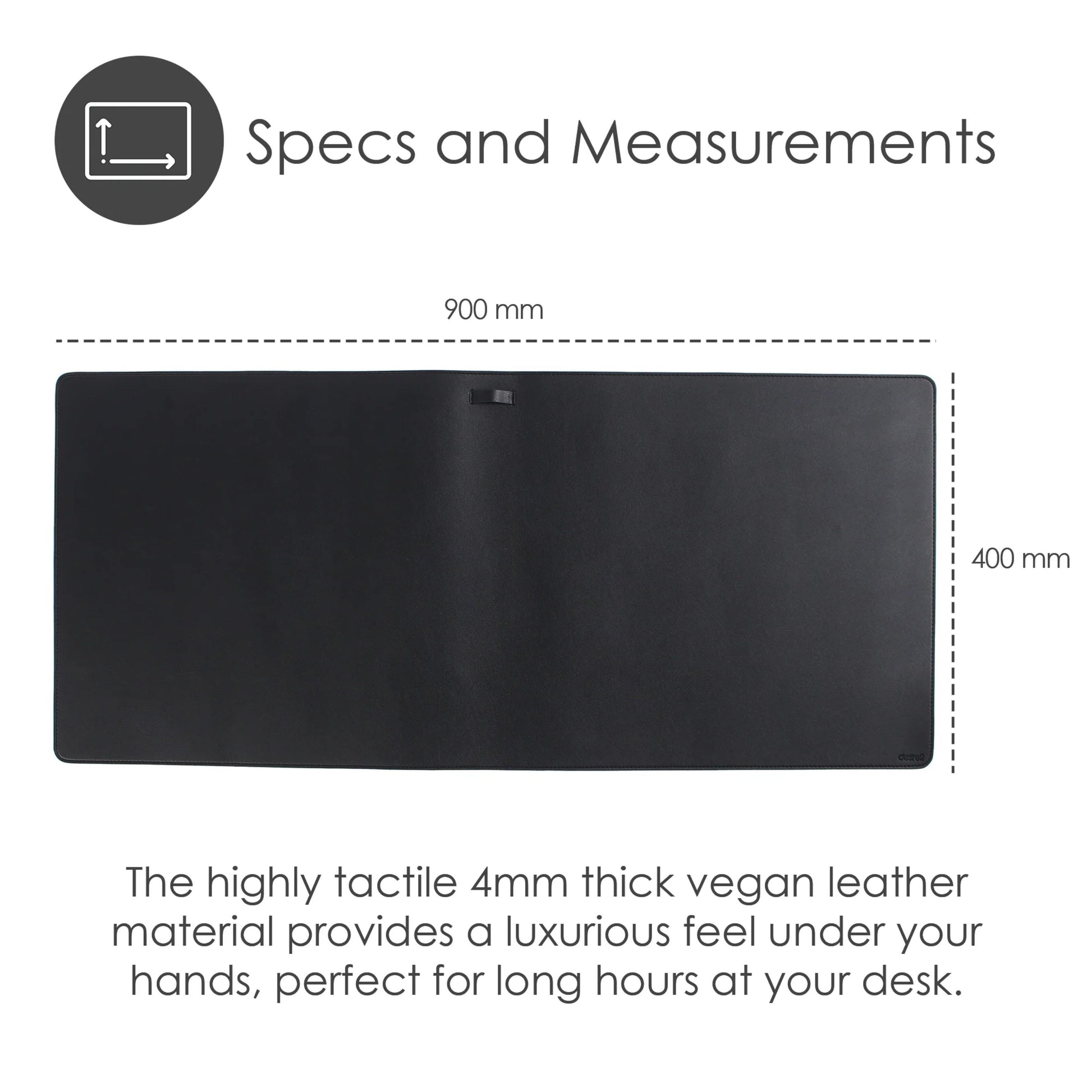 Desire2 skrivebordsmåtte vegansk læder grå 900x400 mm 4 mm tyk rektangulær overflade.