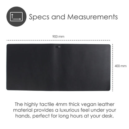 Desire2 skrivebordsmåtte vegansk læder grå 900x400 mm 4 mm tyk rektangulær overflade.