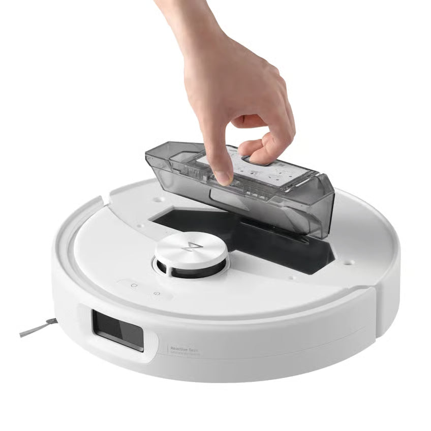 ROBOROCK Qrevo 2 Pro robotstøvsuger med moppefunktion, hvid, støvbeholderen tages ud manuelt.