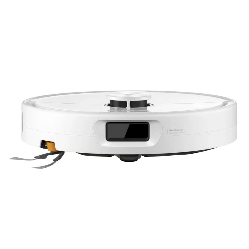 Roborock Qrevo 2 Pro robotstøvsuger med moppefunktion, hvid, rund form, top- og frontsensor, sidebørster.