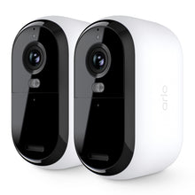 Arlo Essential 3 2K trådløse overvågningskameraer, hvid og sort, afrundet design, tydelig linse, pakke med 2 stk.