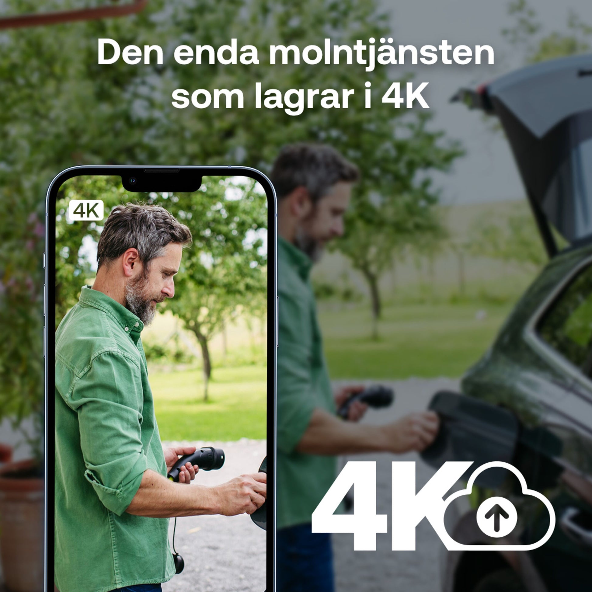 Arlo Ultra 3 4K trådløs overvågningskamera 2-pak vist på smartphone med 4K security-feed, tekst: "Den eneste molntjeneste...