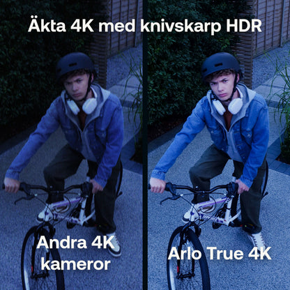 Arlo Ultra 3 4K trådløs overvågningskamera 4-pak, sammenligning af billedkvalitet med andre 4K-kameraer, natoptagelse.