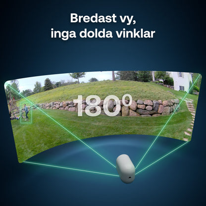 Arlo Ultra 3 4K trådløs overvågningskamera, 180° synsfelt, pakke med 4 stk, tekst "Bredast vy, inga dolda vinklar.