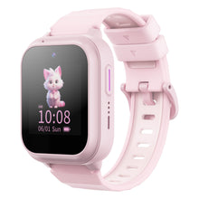 ZTE Watch K2 Pro børnesmartwatch rosa med firkantet skærm, ur, dato, kattemotiv, justerbar rem, sideknap og GPS-tracker.