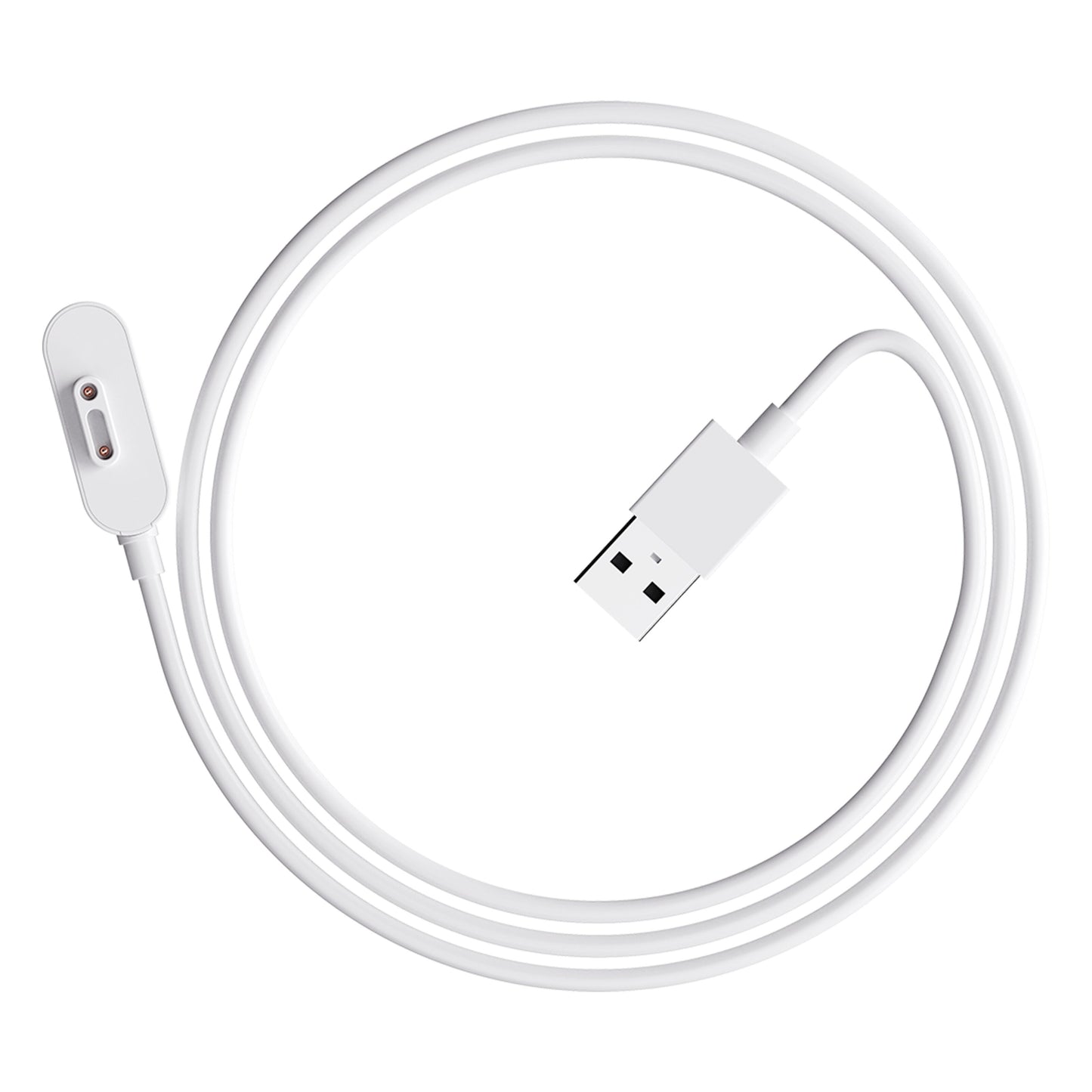 ZTE opladningskabel til K2/K2 Pro, hvid, USB-A stik og magnetisk dock med to kobberstifter.