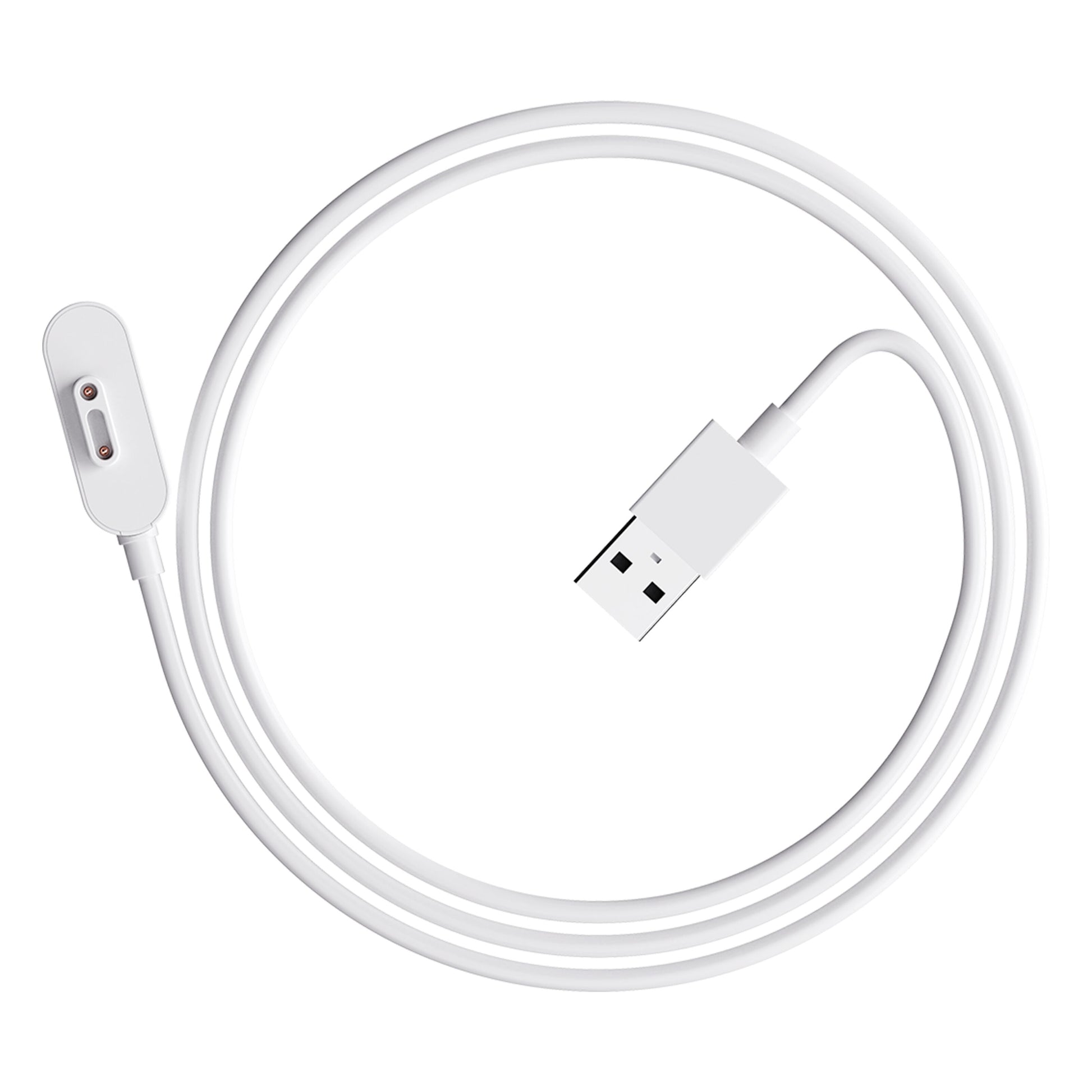 ZTE opladningskabel til K2/K2 Pro, hvid, USB-A stik og magnetisk dock med to kobberstifter.