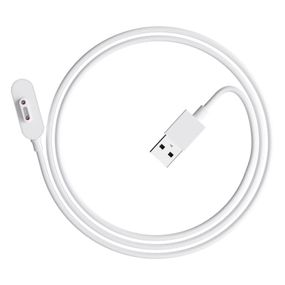 ZTE opladningskabel til K2/K2 Pro, hvid, USB-A stik og magnetisk dock med to kobberstifter.