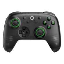8Bitdo Ultimate 2C trådløs controller Transparent Sort med to joysticks, D-pad og fire grønmarkerede A, B, X, Y-knapper.