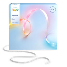 Philips Hue Essentiel LED-list 5 m i æske med gradientlys, "5 m" og farvegradient på emballagen.