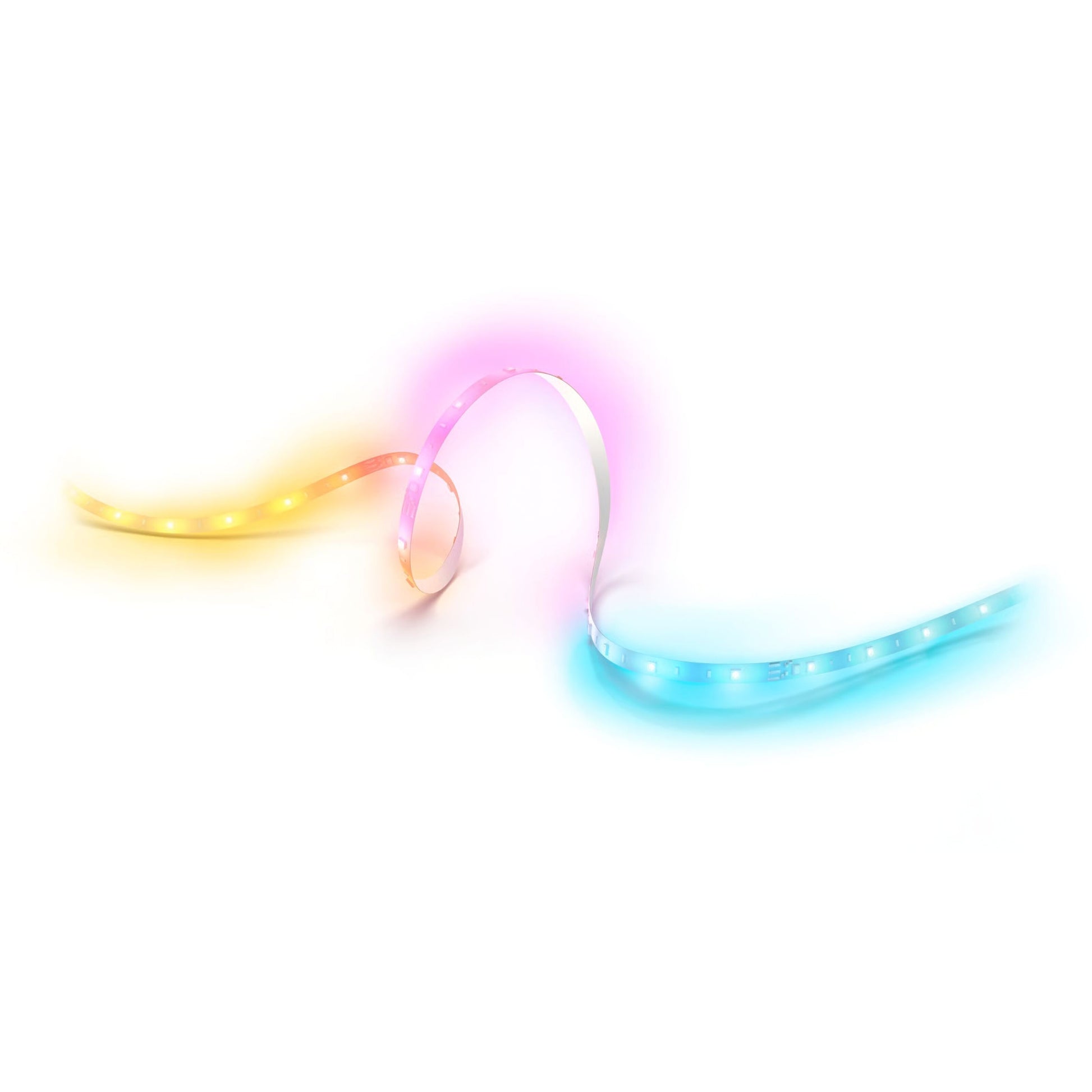 Philips Hue Essentiel LED-strip 5 m, fleksibel S-form, RGBIC gradient fra gul til pink og blå, kompatibel med Philips Hue.