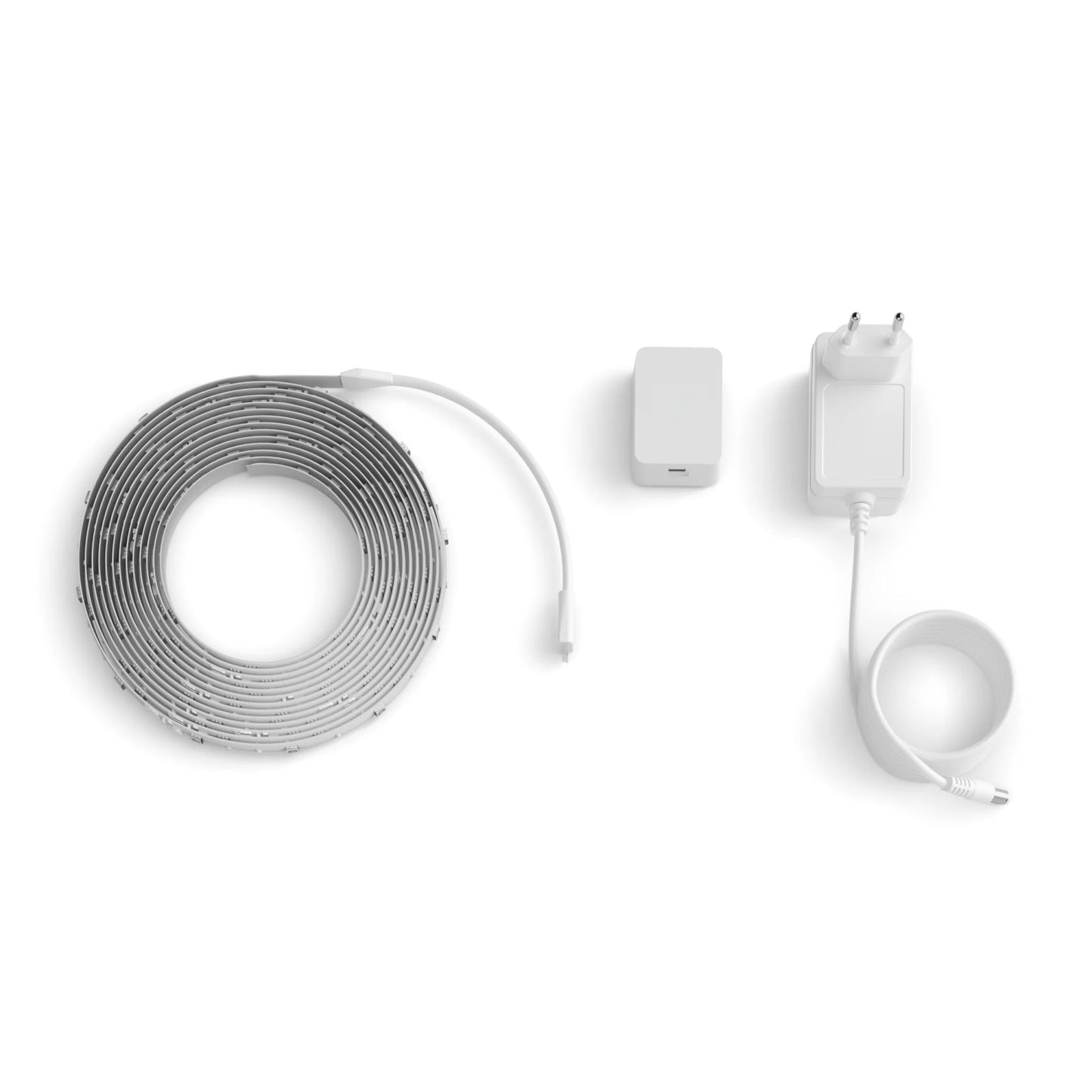 Philips Hue Essentiel LED-list 5 m, rullet med stik, kontrolboks, strømforsyning og ekstra kabel, til RGBIC-gradienteffekter.
