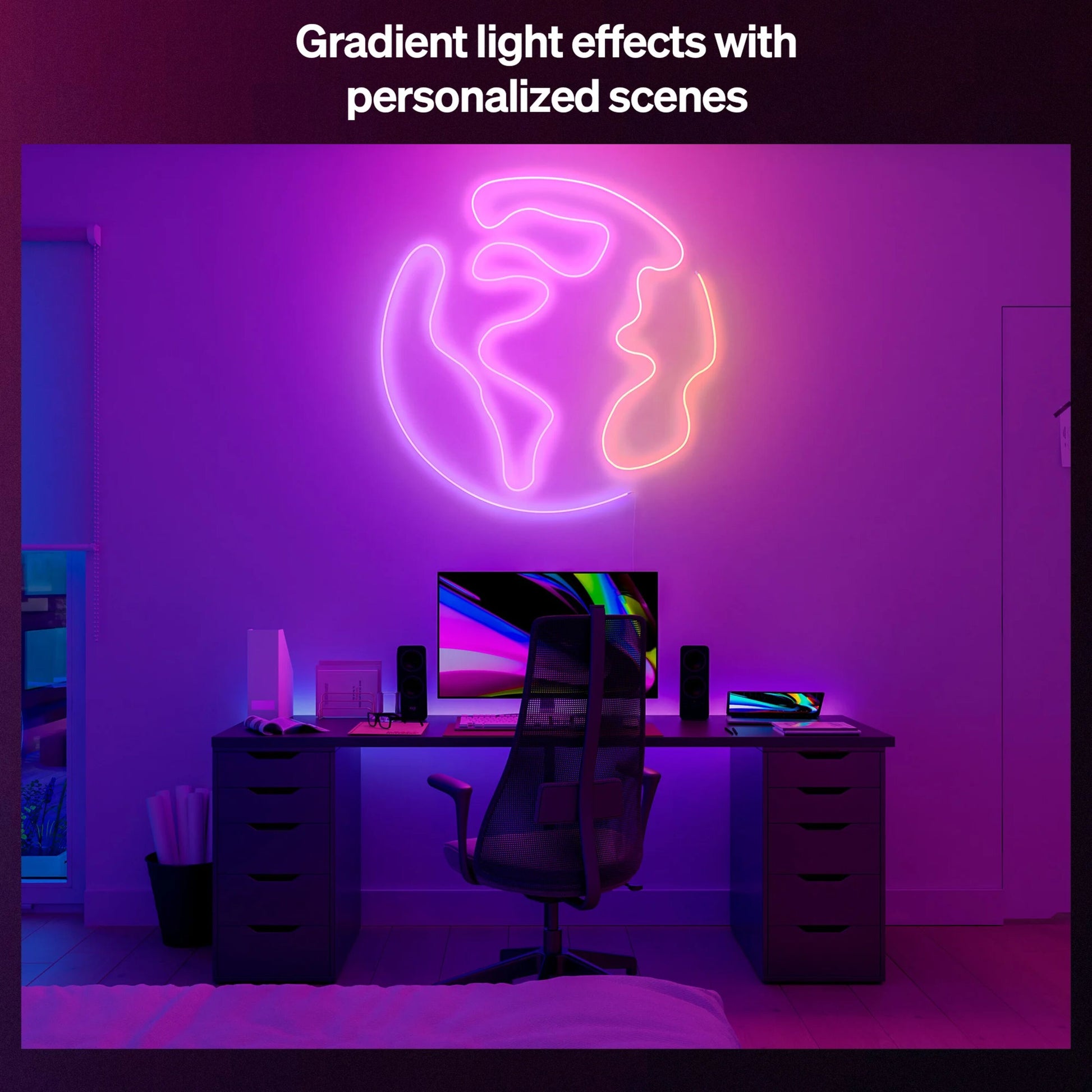 Philips Hue Essential Flex LED-list 5m lyslister lilla/lyserød gradient synlig tekst: Gradient lyseffekter med personlige scener.