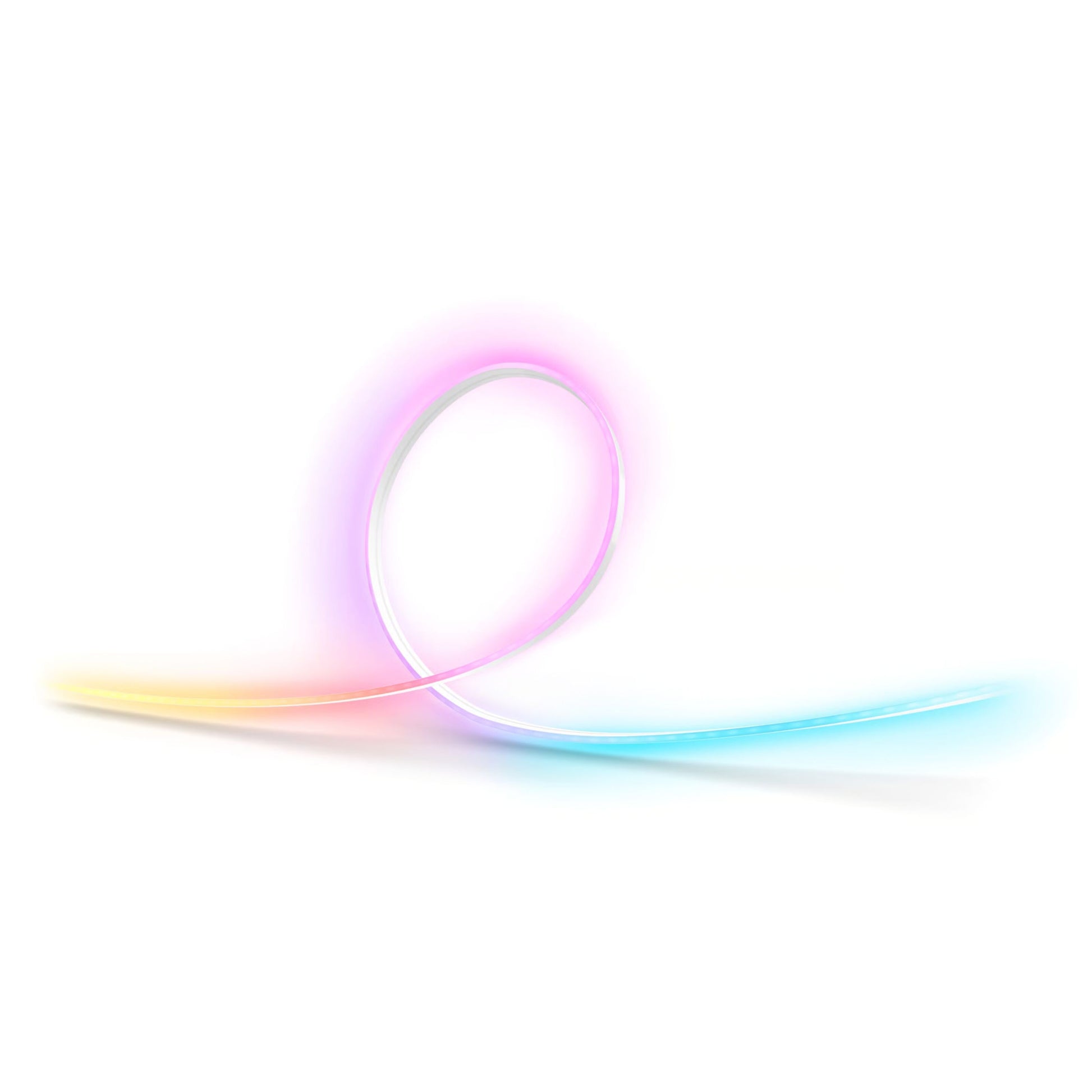Philips Hue Essential Flex LED-list 5m, RGBIC, bøjelig, dæmpbar, lyssløjfe i pink, lilla, gul og blå.