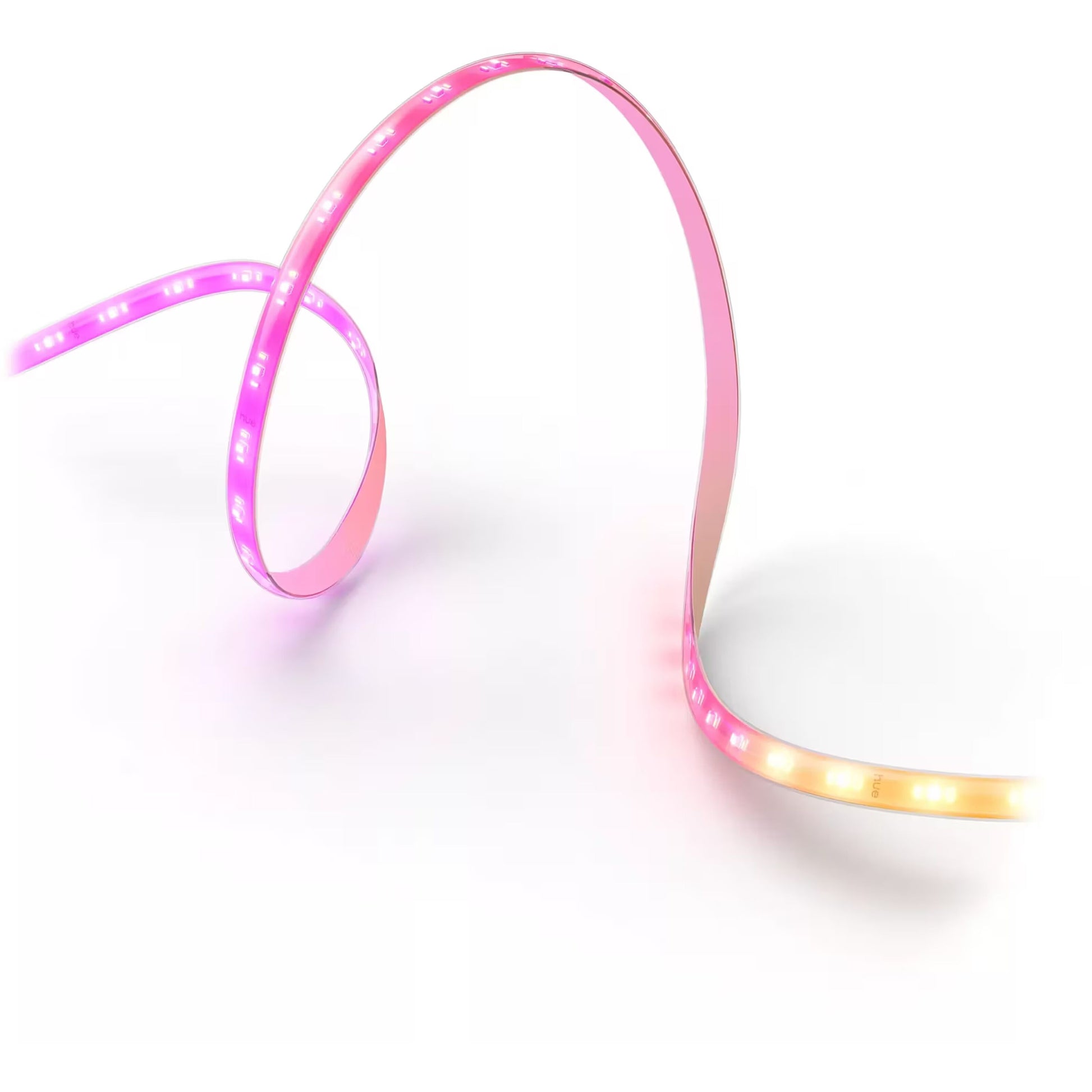 Philips Hue Flux LED-strip 4m RGBW indendørs, lyser i justerbare pink, lilla og hvide nuancer.