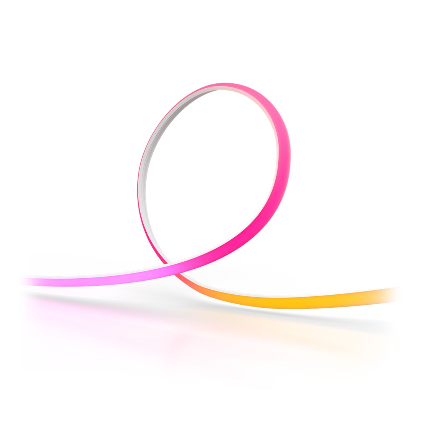 Philips Hue OmniGlow smart lysliste, båndformet, farveskift fra pink/lilla til gul/orange, fuld farveskala.