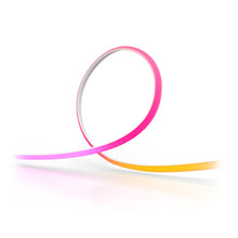 Philips Hue OmniGlow smart lysliste, båndformet, farveskift fra pink/lilla til gul/orange, fuld farveskala.