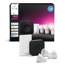 Philips Hue White  Color Ambiance GU10 Startpakke med Bridge Pro, fjernbetjening, retail æske, kompatibel med Alexa, HomeKit, Google Assistant.